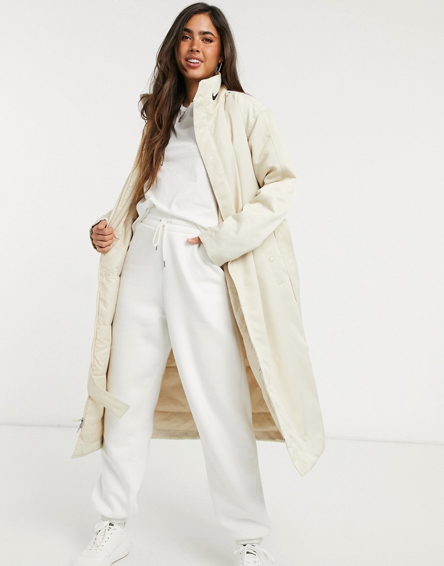 Nike trench coat in cream-White