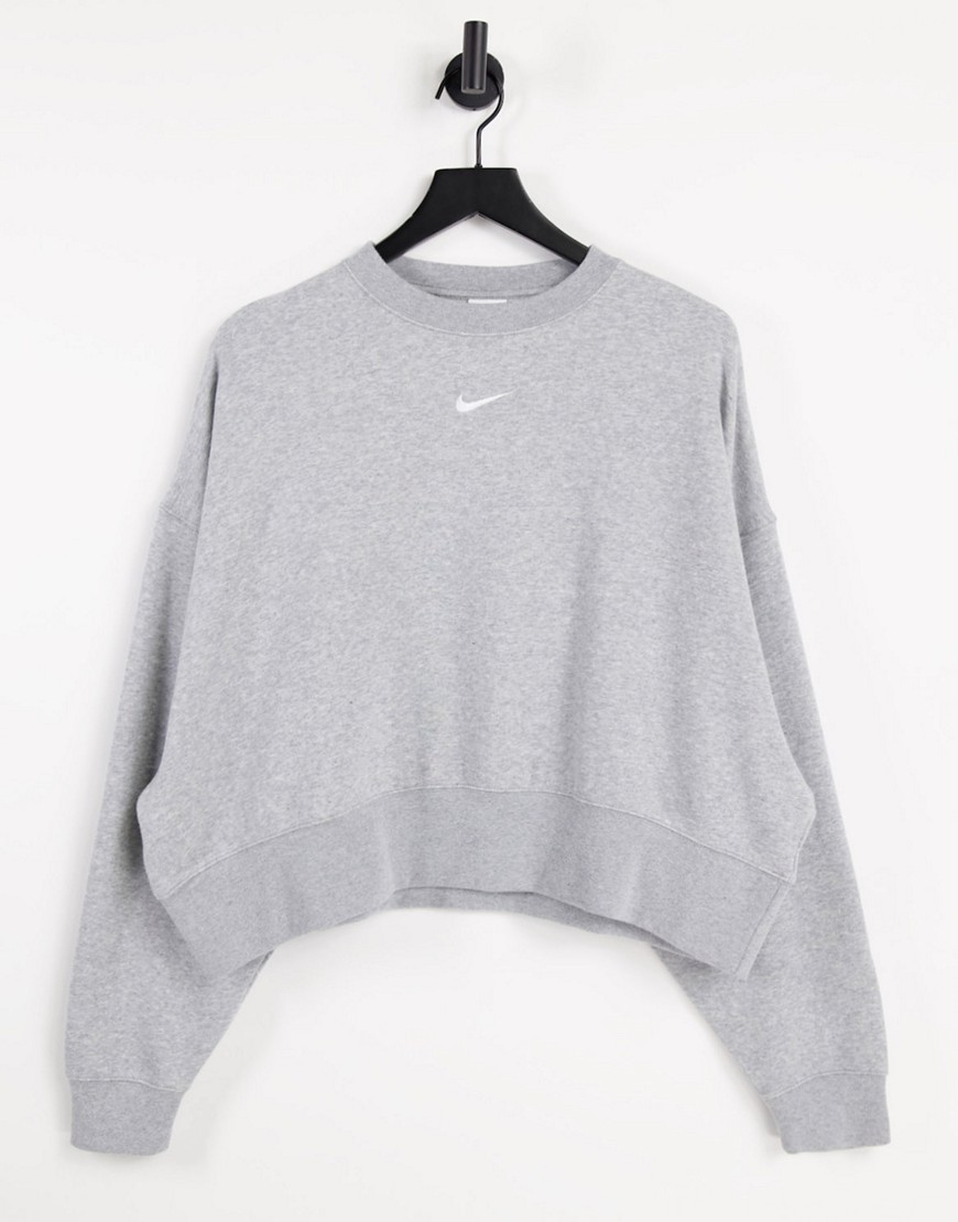 Nike Trend Fleece cropped crew neck sweatshirt in gray heather-Grey