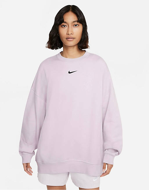 Nike Trend Fleece oversized crew neck sweatshirt in lilac | ASOS