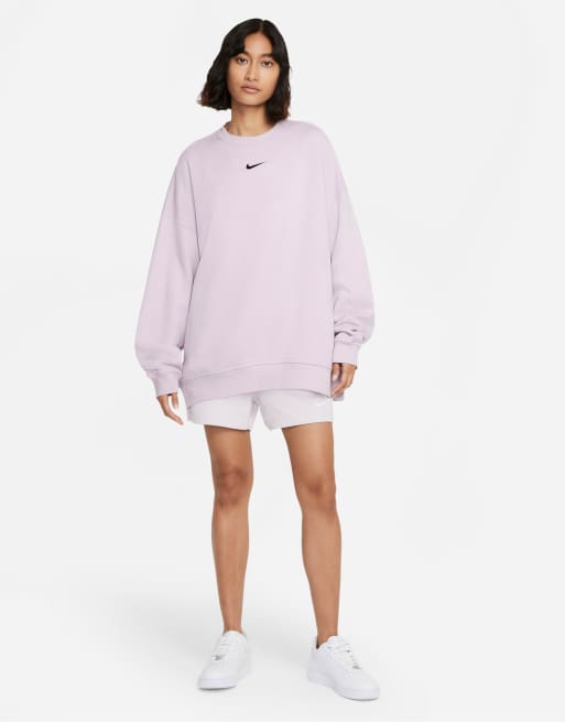 Nike fleece oversized crew sweatshirt hot sale