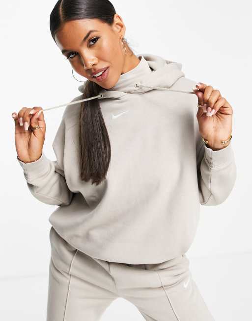 Nike Trend Fleece oversized hoodie in stone