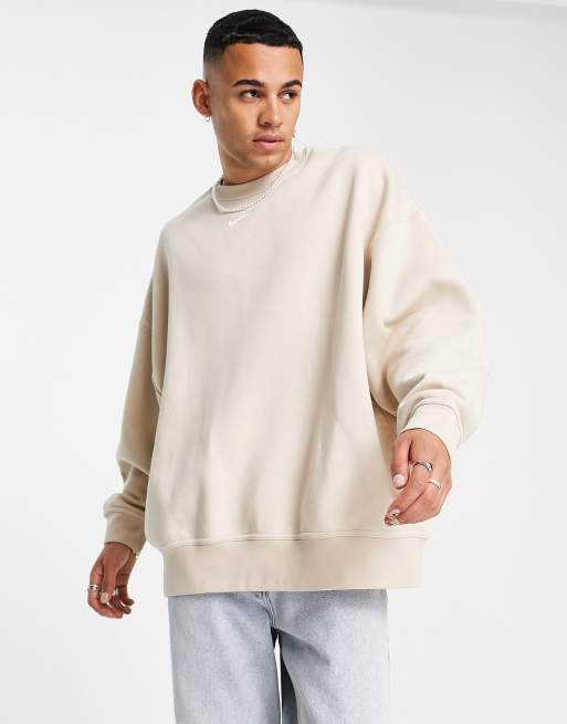 Nike trend fleece 2025 oversized crew sweatshirt beige