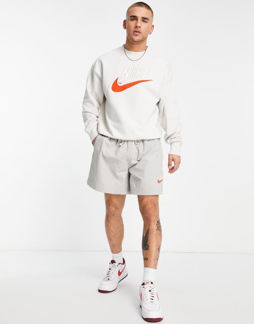 Nike Trend Fleece retro logo crew neck sweatshirt in stone