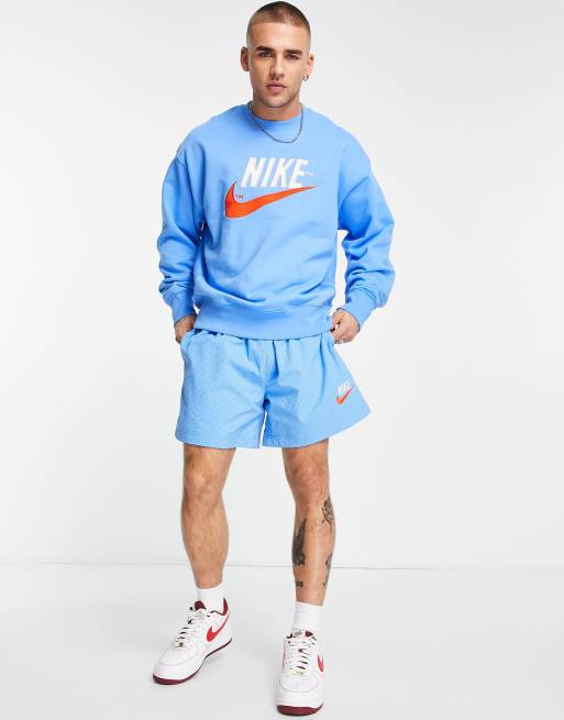 Nike Trend Fleece retro logo crew neck sweatshirt in university blue