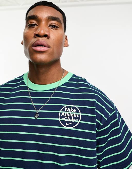 Nike – Trend – Granatowo-zielony T-shirt w paski
