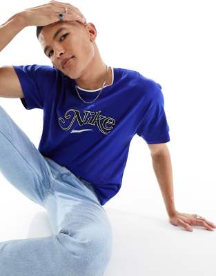 royal blue and gold nike shirt