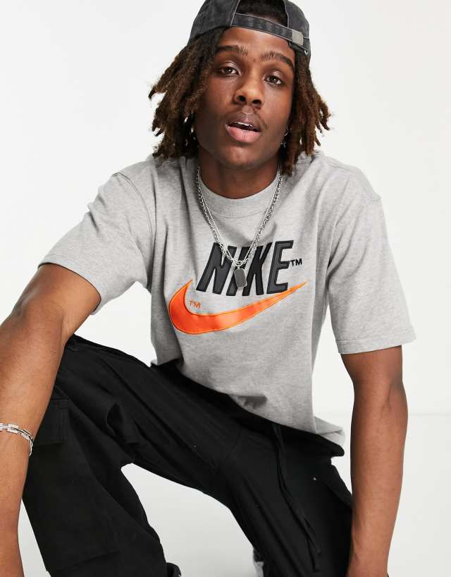 Nike Trend oversized retro logo t-shirt in gray heather