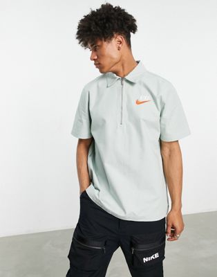 Nike Trend oversized woven half zip overshirt in seafoam-Green