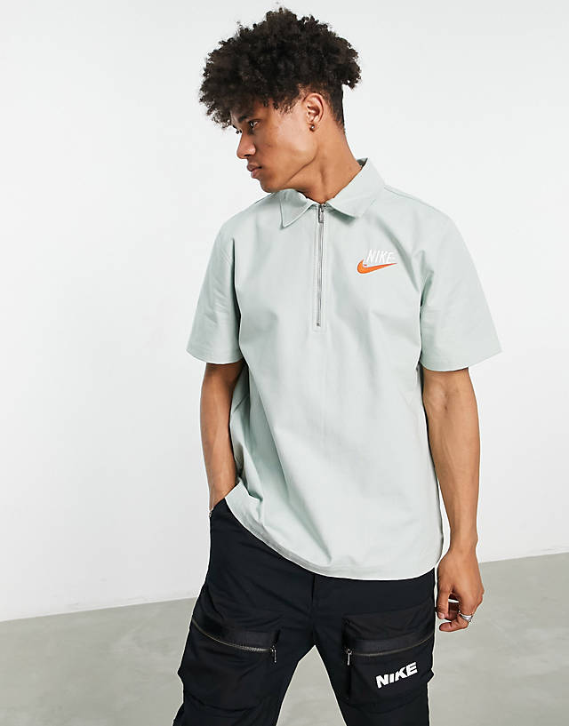 Nike - trend oversized woven half zip overshirt in seafoam