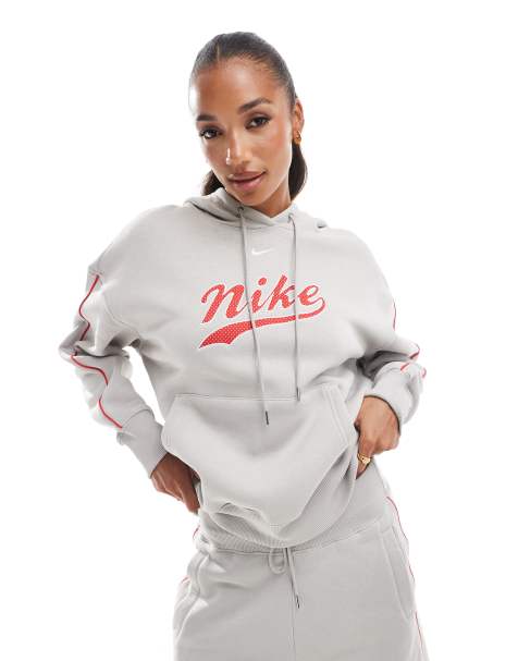 Nike – Trend Phoenix – Jasnoszara polarowa bluza z kapturem i logo - view 1