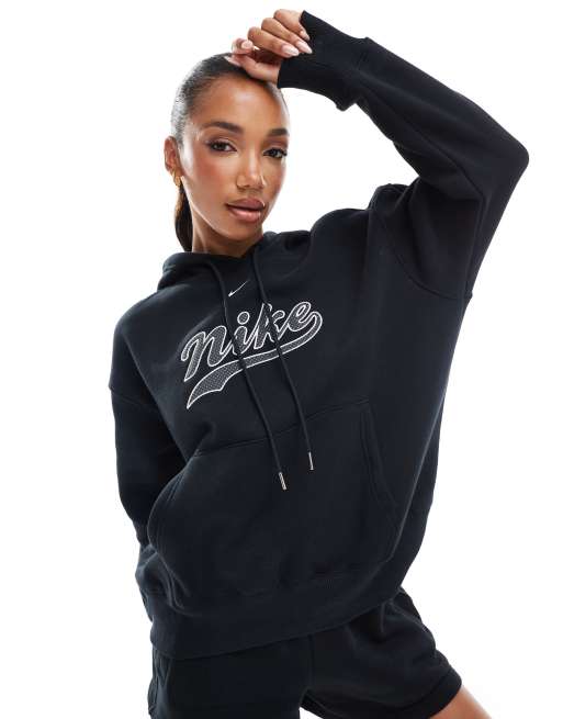 Nike – Trend Phoenix – Svart huvtröja i fleece med logga