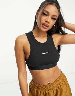 Nike trend ribbed crop tank vest top in black