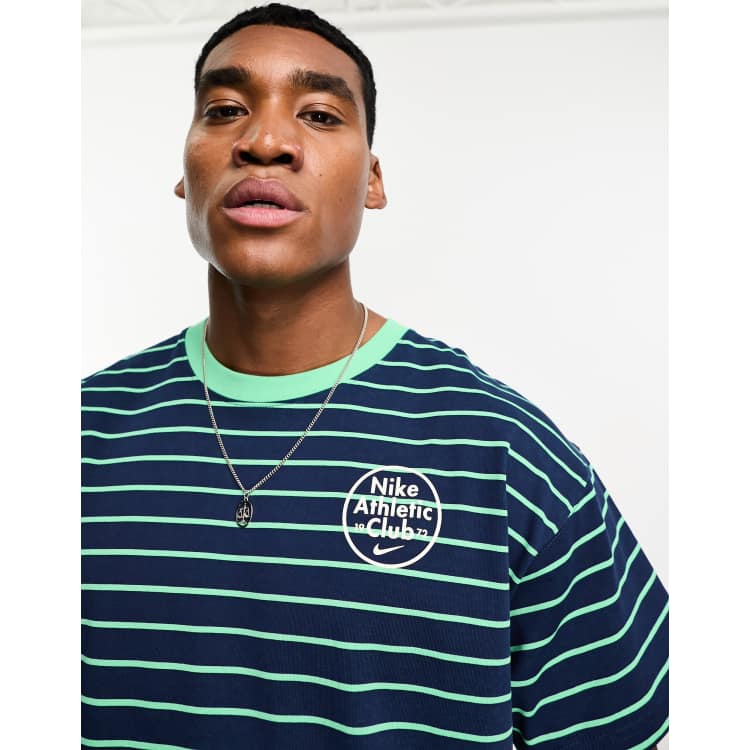 Nike Trend striped t shirt in navy and green ASOS