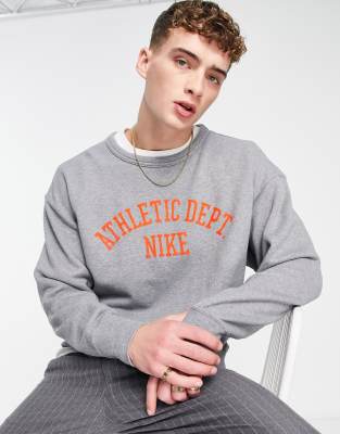 Nike Sportswear Trend Logo-flocked Cotton-jersey Sweatshirt In Gray