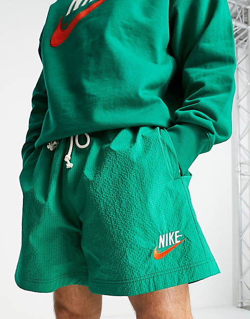 Nike Trend water resistant seersucker woven shorts in malachite green | ASOS