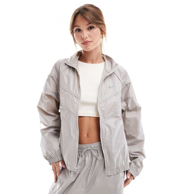 Nike Trend woven metalic jacket in silver