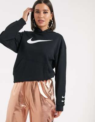 Nike Triple Swoosh Black Oversized Hoodie ModeSens