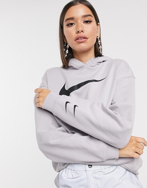 Nike Triple Swoosh grey oversized hoodie
