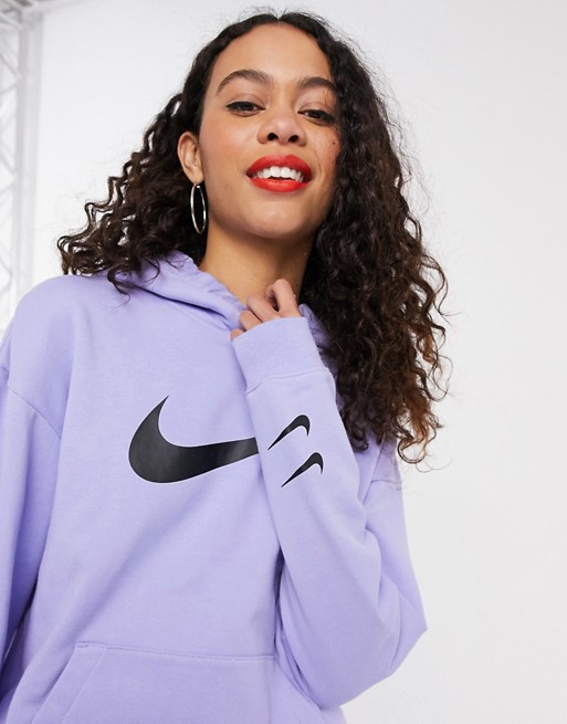 Nike triple swoosh oversized hoodie in purple