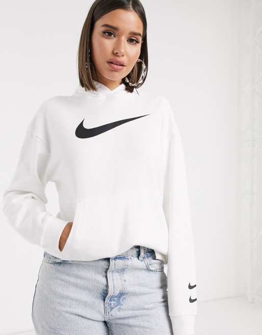 White best sale swoosh hoodie