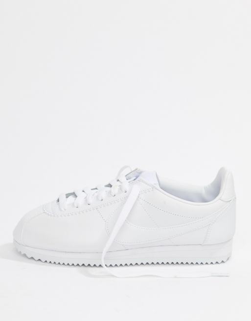 Nike triple white store leather cortez trainers