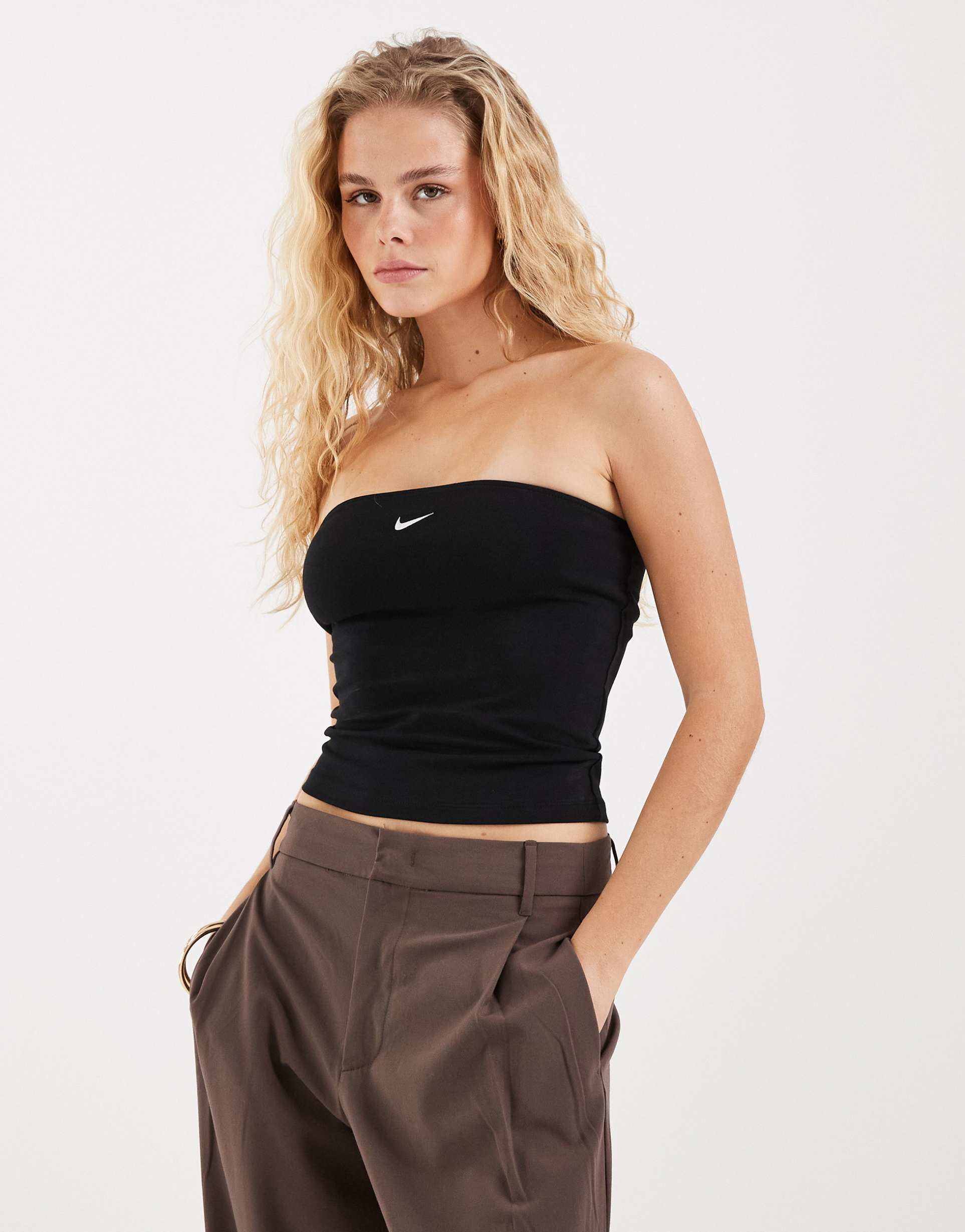 nike tube bandeau top in black