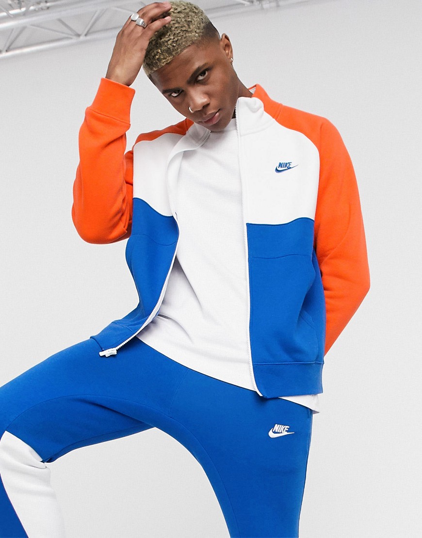 Nike - Tuta sportiva blu/arancione con zip-Multicolore