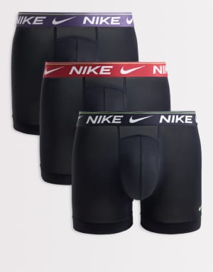 Nike Ultra comfort 3 pack boxer briefs in black with red/purple/black waistbands