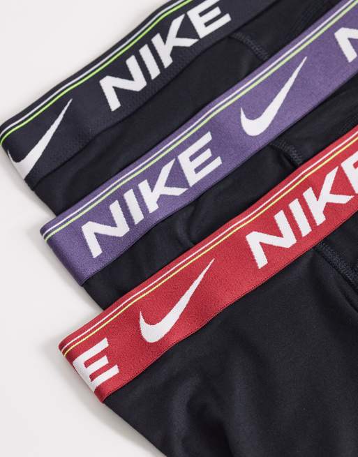 Nike Ultra comfort 3 pack boxer briefs in black with red/purple/black waistbands, 3 of 3