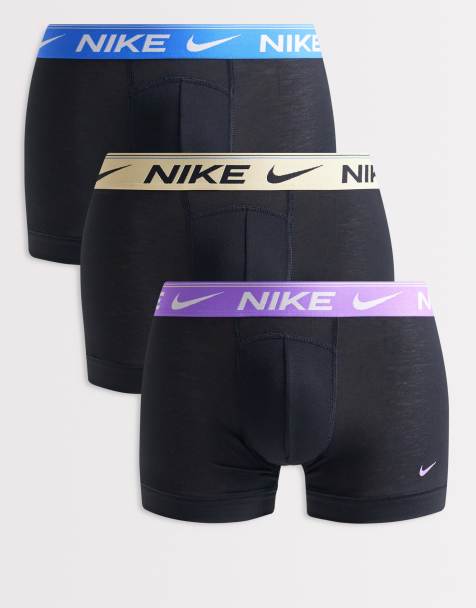Nike Ultra comfort 3 pack trunks in black with orange/blue/purple - view 1