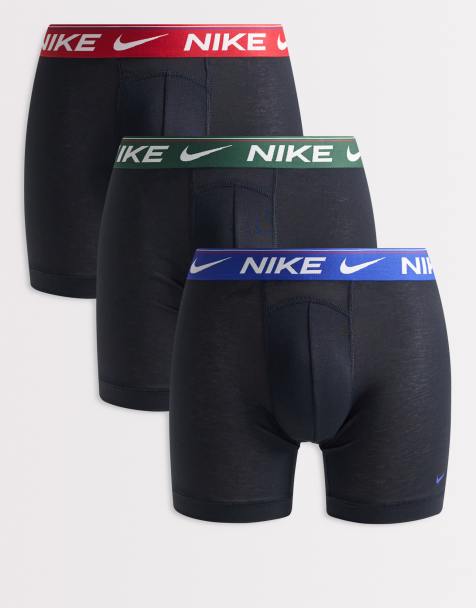 Nike - Ultra Comfort - Confezione da 3 boxer neri con fascia in vita colorata verde/blu/rosso - view 1