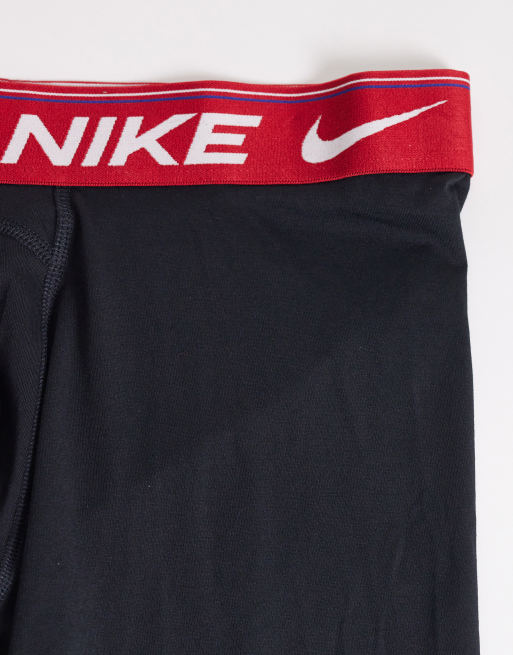 Nike – Ultra Comfort – Svarta boxerkalsonger med röda, blå och gröna midjeband, 3-pack, 3 av 3