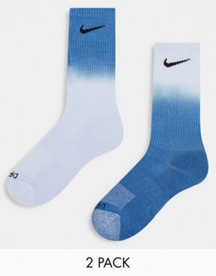 Nike Unisex 2 x multipack dip dye socks in blue