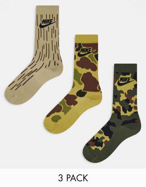 Nike Unisex 3 pack socks in mixed camo prints