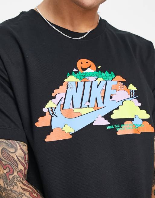 Nike unisex bold colour graphic t shirt in black