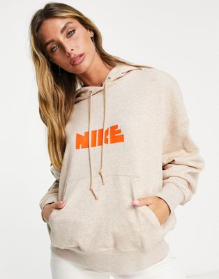 Nike Unisex Circa fleece hoodie in hemp and orange