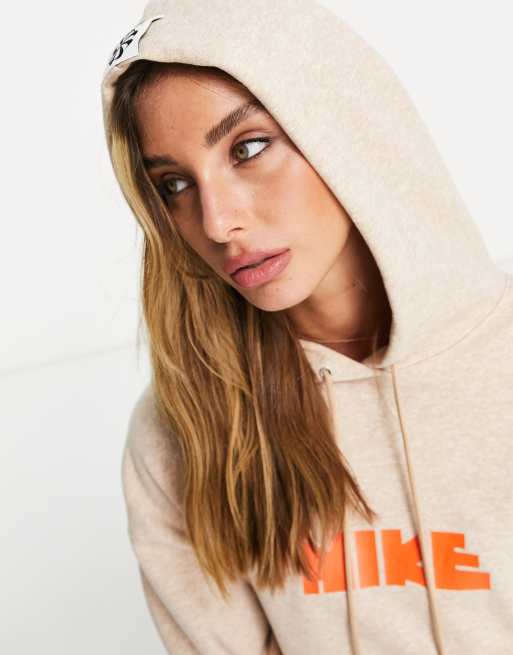 Nike – Unisex Circa – Fleece-Kapuzenpullover in Hanfbeige und Orange, 4 von 4
