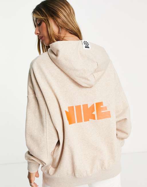 Nike - Unisex Circa - Sweat à capuche en polaire - Chanvre et orange, 2 de 4