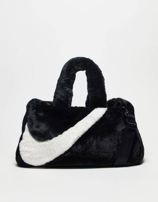 Nike unisex faux fur tote back in black and sail - ASOS Price Checker