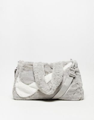 Nike unisex faux fur tote back in iron grey