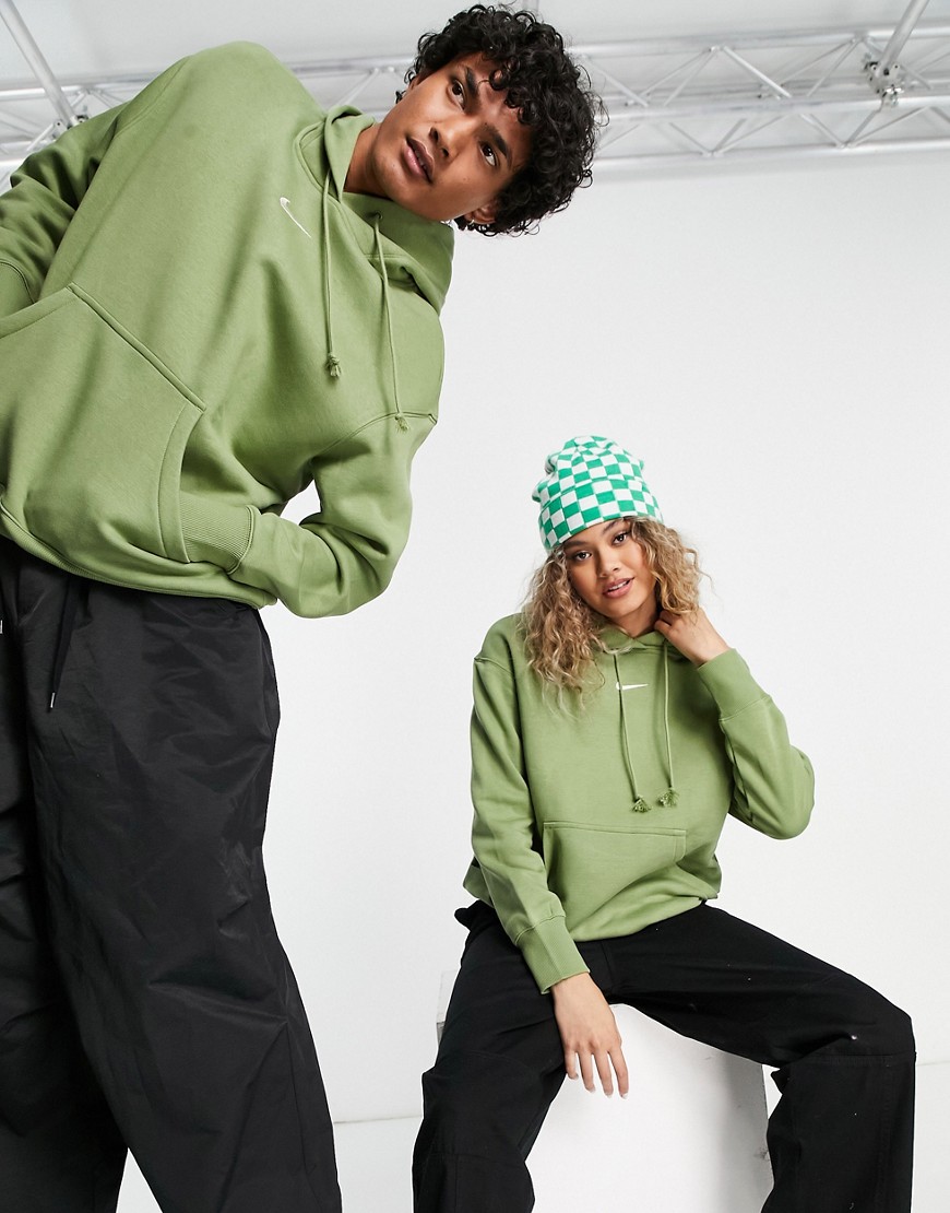 Nike unisex mini swoosh oversized pullover hoodie in alligator green