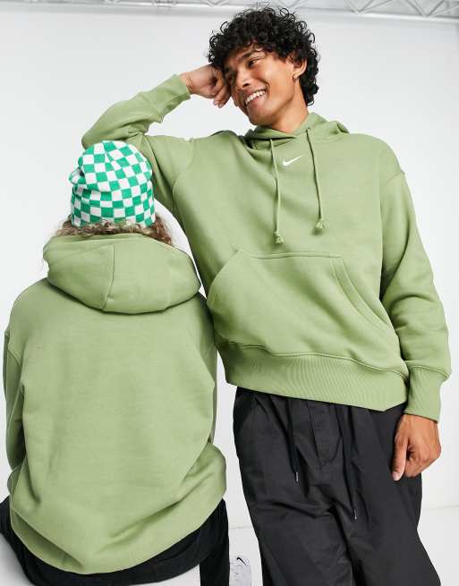 Nike mini swoosh discount oversized green hoodie