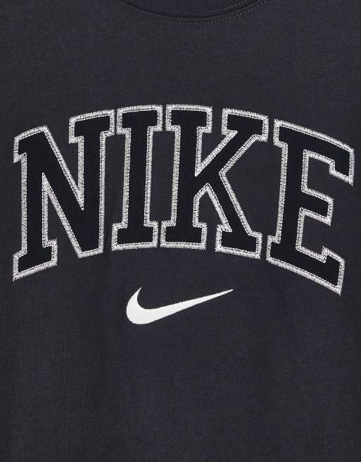 Nike - Unisex - Oversized T-shirt met retro collegestijl logo in zwart met wassing, 3 van 4