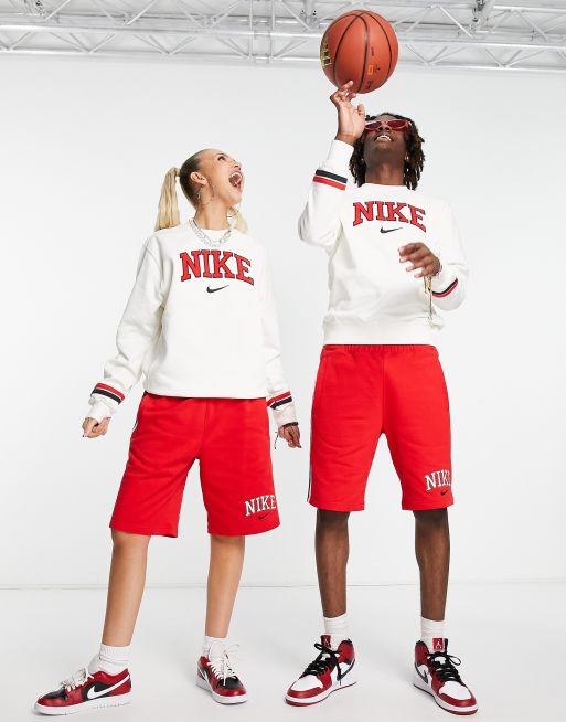 Nike unisex retro collegiate crew sweatshirt in sail white