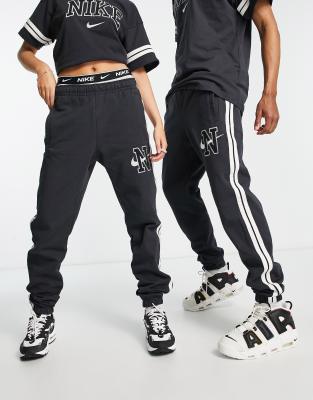 Nike unisex retro collegiate cuffed joggers in black and white - ASOS Price Checker