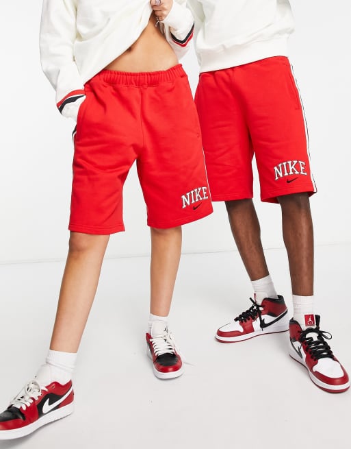 Red nike hot sale fleece shorts