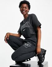 Nike Unisex Vintage logo fleece oversized hoodie in washed black 