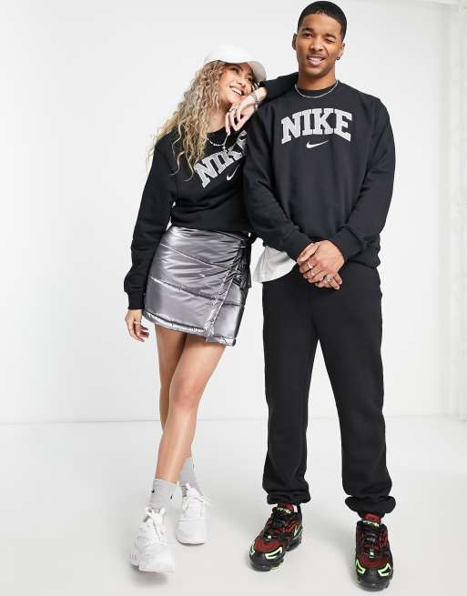 Nike Unisex Vintage logo fleece oversized sweatshirt in black