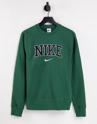 Nike Unisex Vintage logo fleece oversized sweatshirt in green | ASOS