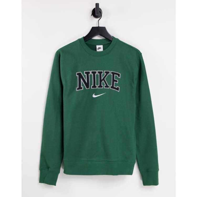 Nike Unisex logo fleece oversized sweatshirt in green | ASOS